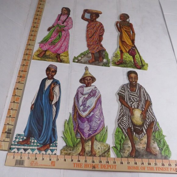 African Festival Figures (6) Heavy Cardboard - Picture 1 of 8